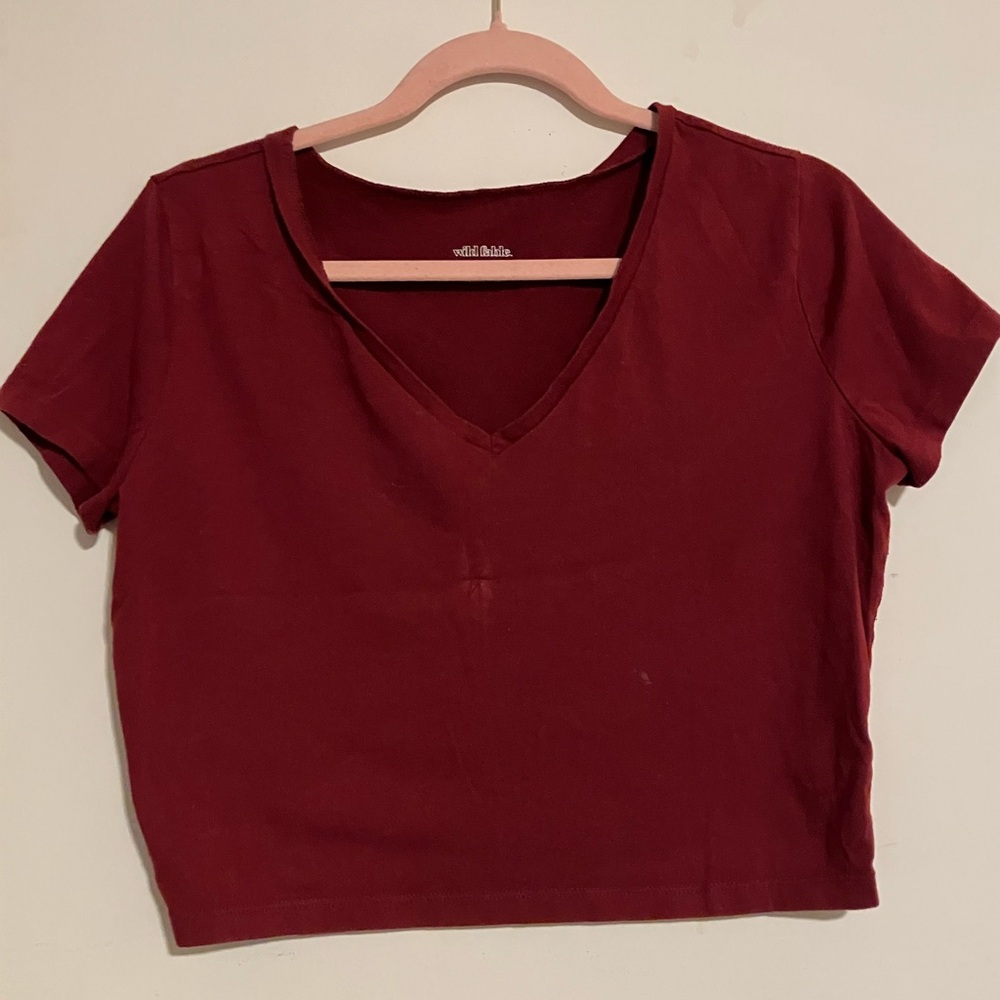Wild Fable Red Crop Fitted T-Shirt